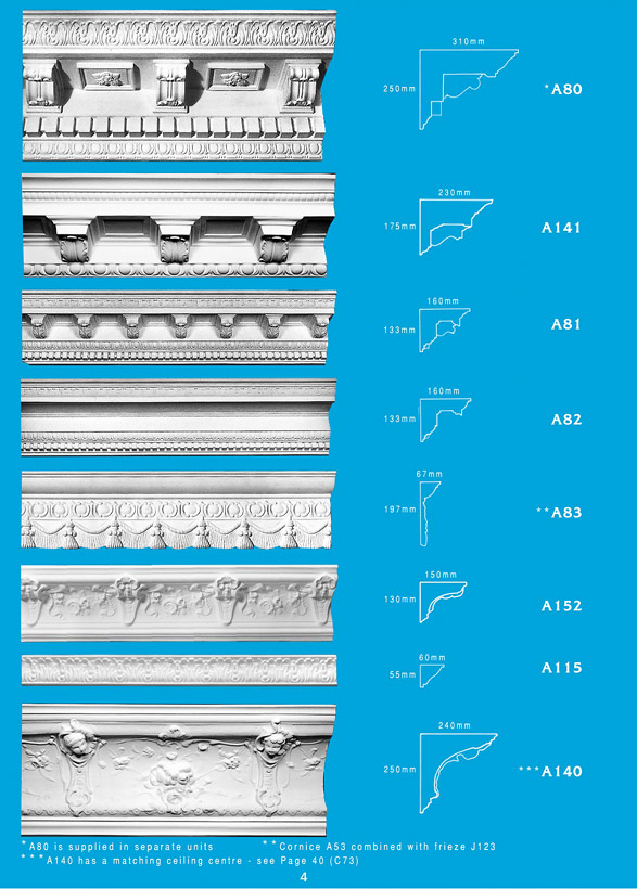 Page 4 - Cornice - Ceiling Panels is Brisbane's largest supplier of plaster ornamental cornice, colonial cornices, art deco cornices, victorian style cornices, federation style cornices, georgian cornices, and neo gothic cornices.