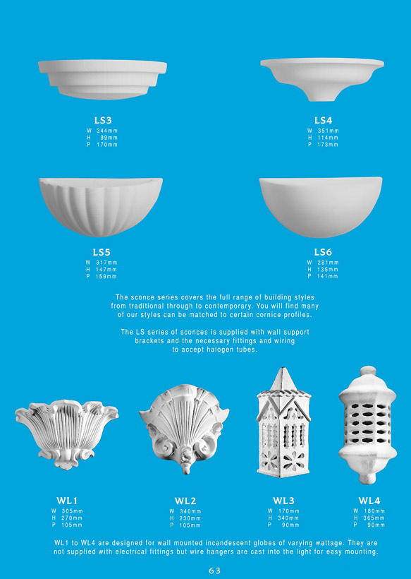 Page 2 - Plaster Wall Sconces - Ceiling Panels is Brisbane's Decorative Plaster Products Specialist. We specialise in ornamental and decorative plaster wall sconces. A sconce is a type of light fixture that is often used in hallways or corridors to provide both lighting and a point of interest. Sconces are often addixed to the wall in a way that it uses only the wall for support and the light is directed upwards.